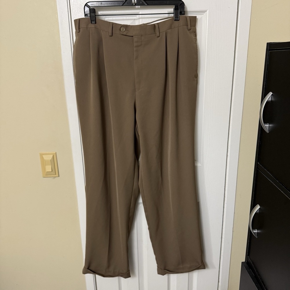 Lauren Ralph Lauren 100% Polyester Dress Pants Pleated Cuffed Trousers